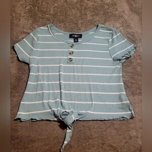 Amy Byer Striped Green and White Top